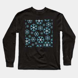 Blue Christmas Snowflakes Pattern Long Sleeve T-Shirt